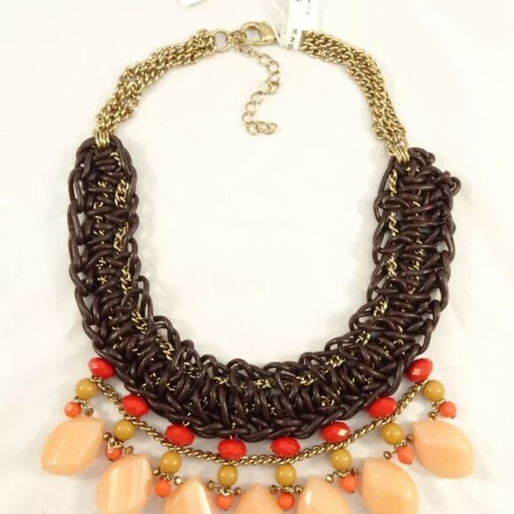 New Leather & Genuine Stone Necklace from Coldwater Creek Store NWT 18" - Picture 3 of 4
